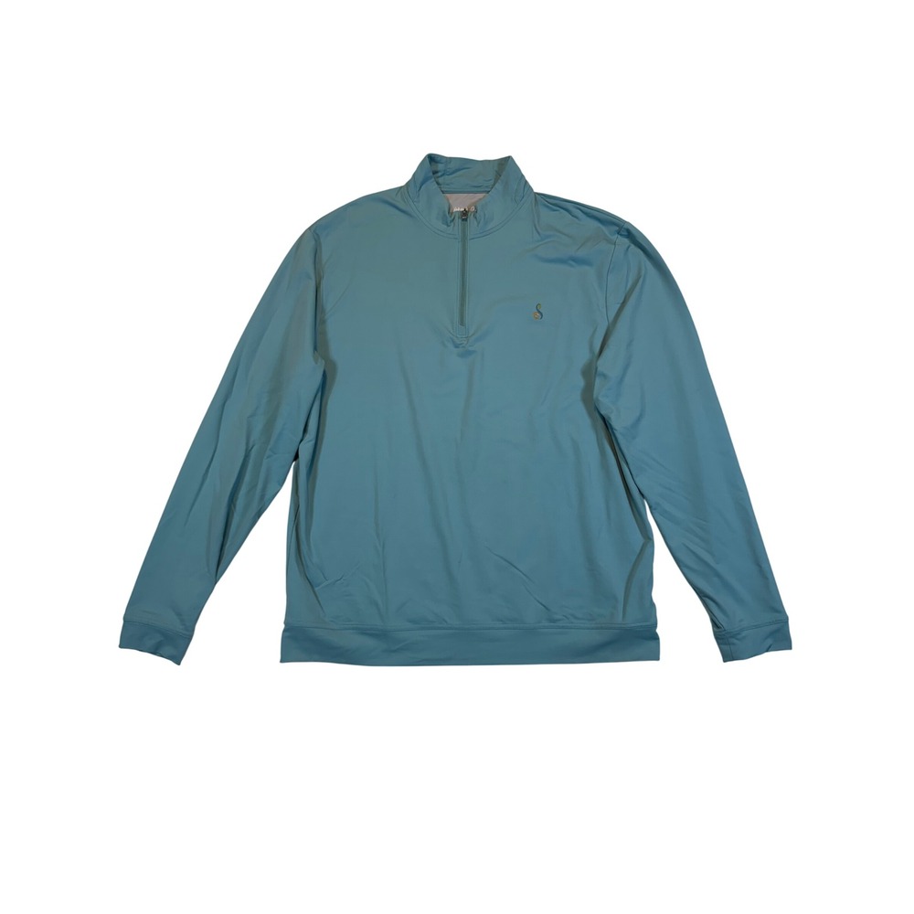 Johnnie-O Mens Performance 1/4 Zip Pullover Sweatshirt Teal Blue Large